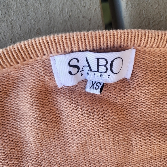 SABO Knit Lounge Set Mini Shorts Sweater Cardigan Striped Brown Black White XS - Picture 8 of 8